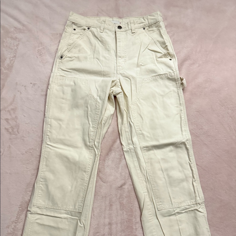Urban Outfitters Loose Fit Cream Carpenter Pants